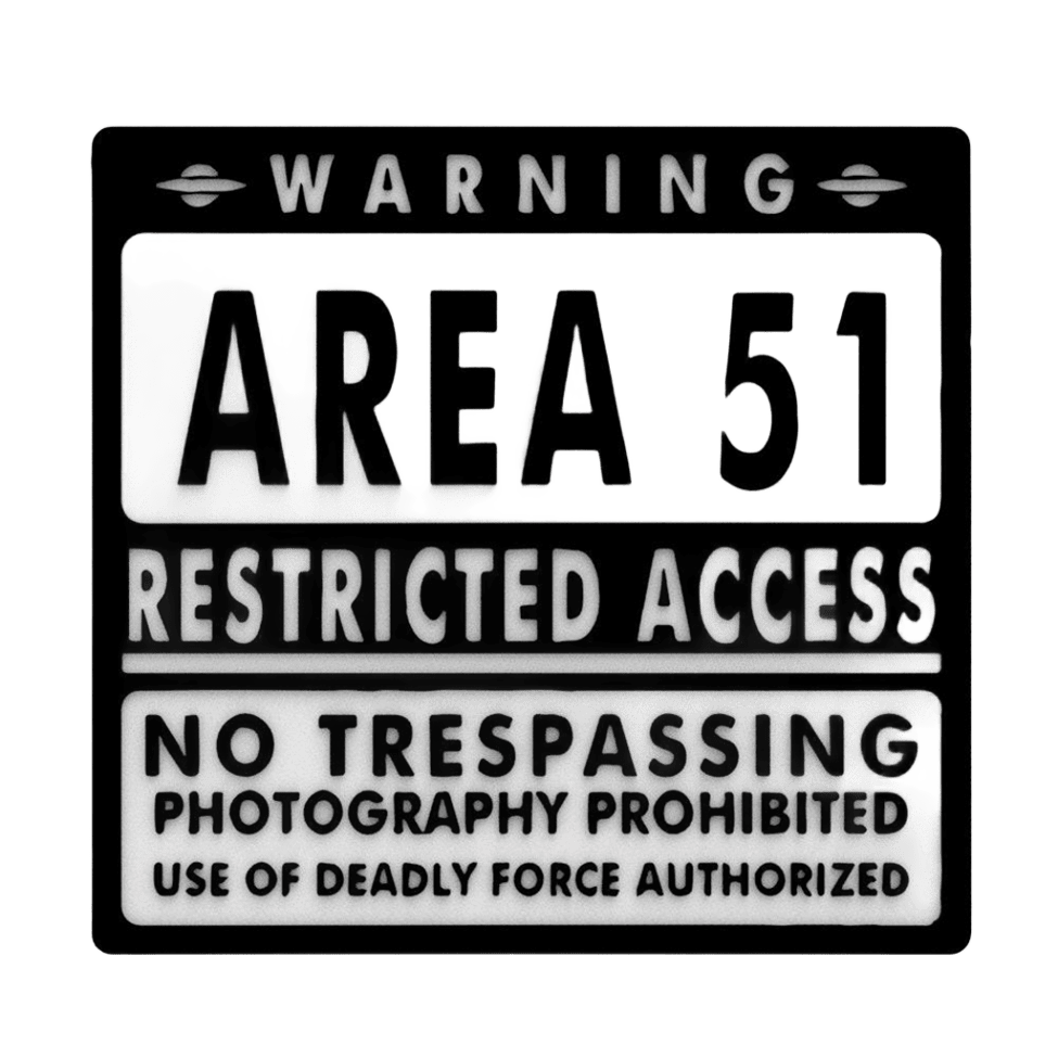 Area 51 restricted-access warning sign